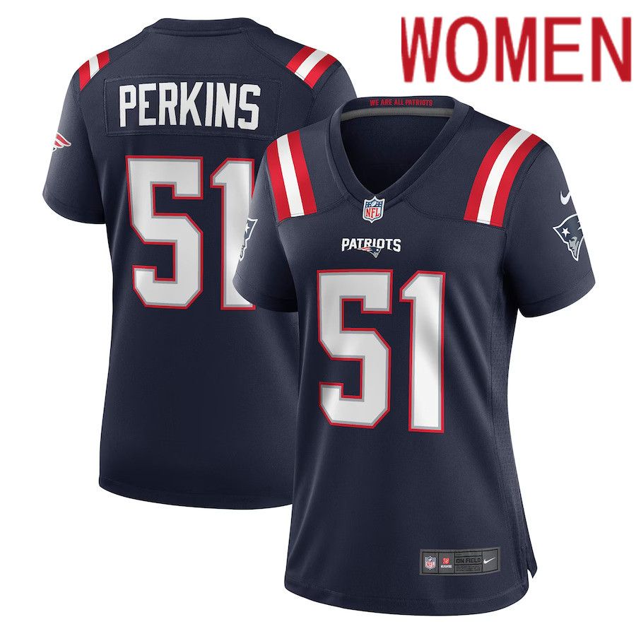 Women New England Patriots 51 Ronnie Perkins Nike Navy Game NFL Jersey